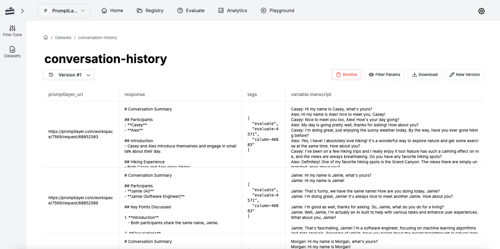 Dataset management